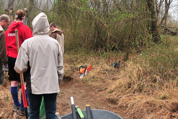 New trail goes right, old trail removed from the left
