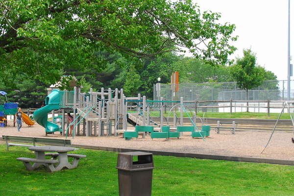 Picnic table, playground, roller rink