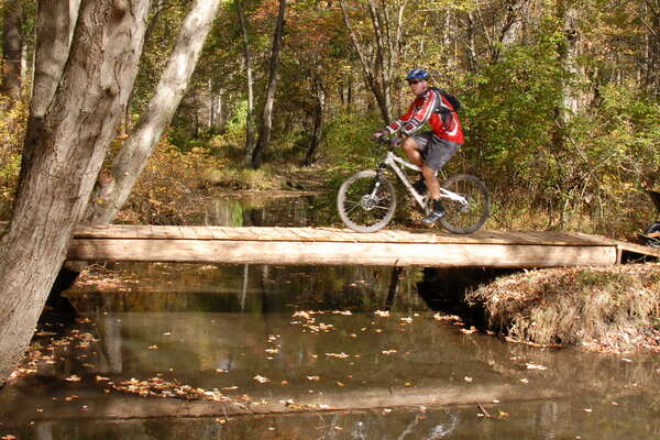 A biker enjoying the new bridge