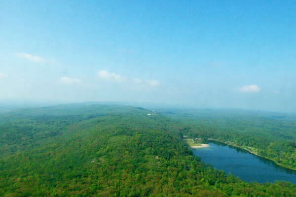 Looking out the monument through a little window about halfway up